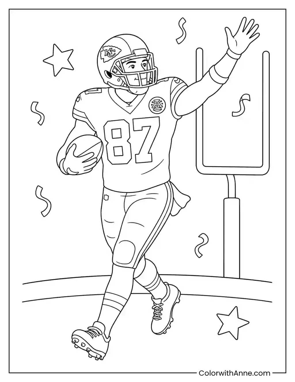 Chiefs Tight End Running with Football coloring page