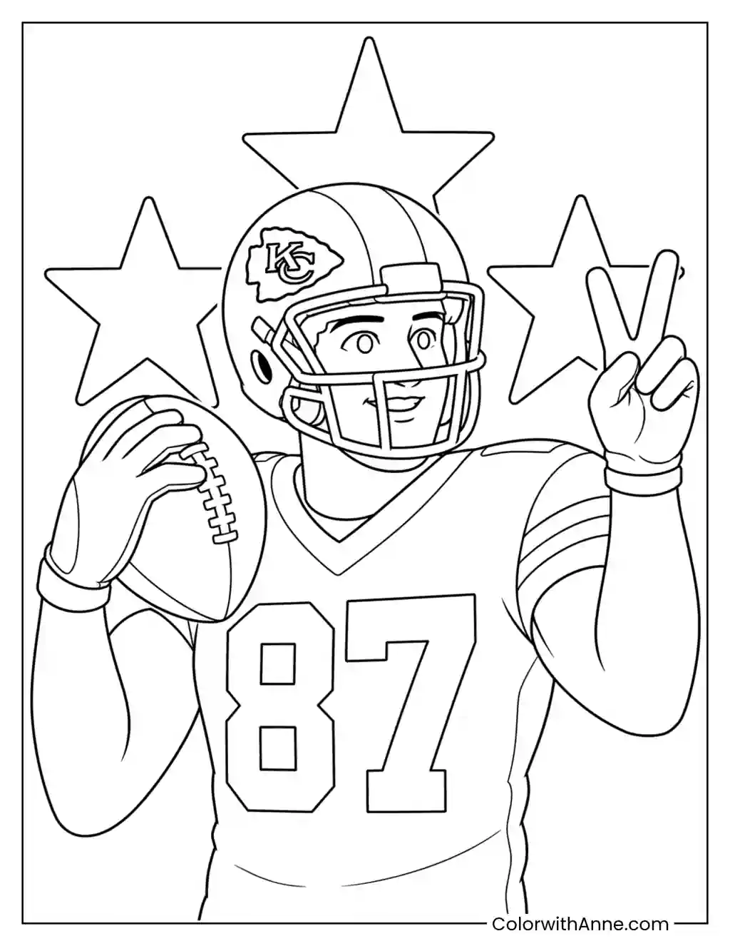 Chiefs Tight End Victory Pose coloring page
