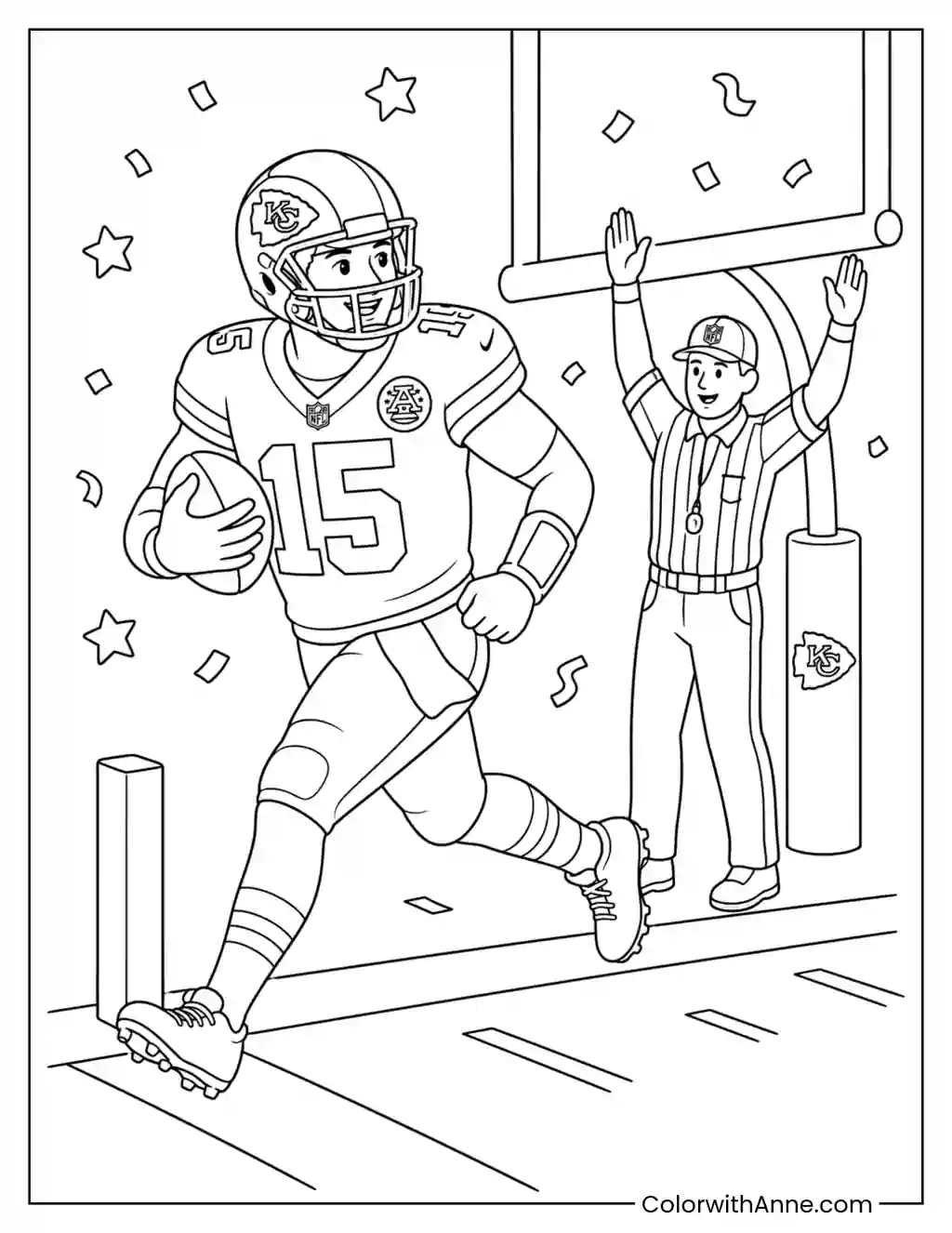 Chiefs Touchdown at the Goal Line coloring page