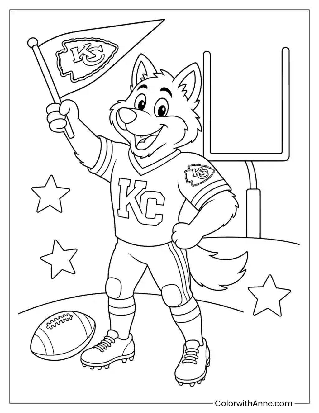 Chiefs Wolf Mascot Game Day coloring page