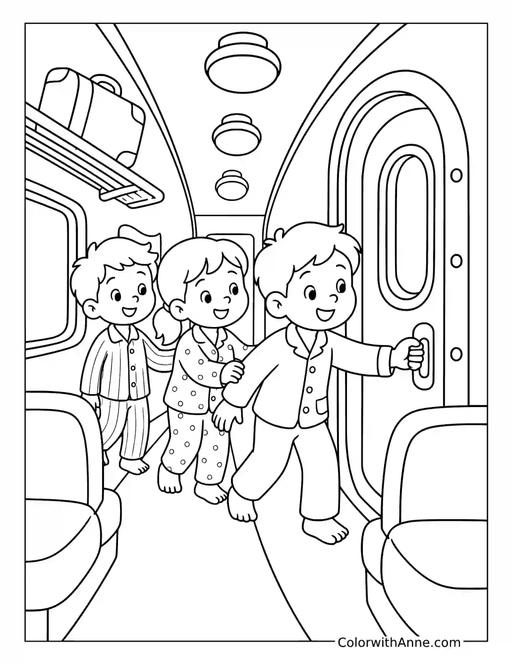 Children Exploring the Polar Express coloring page