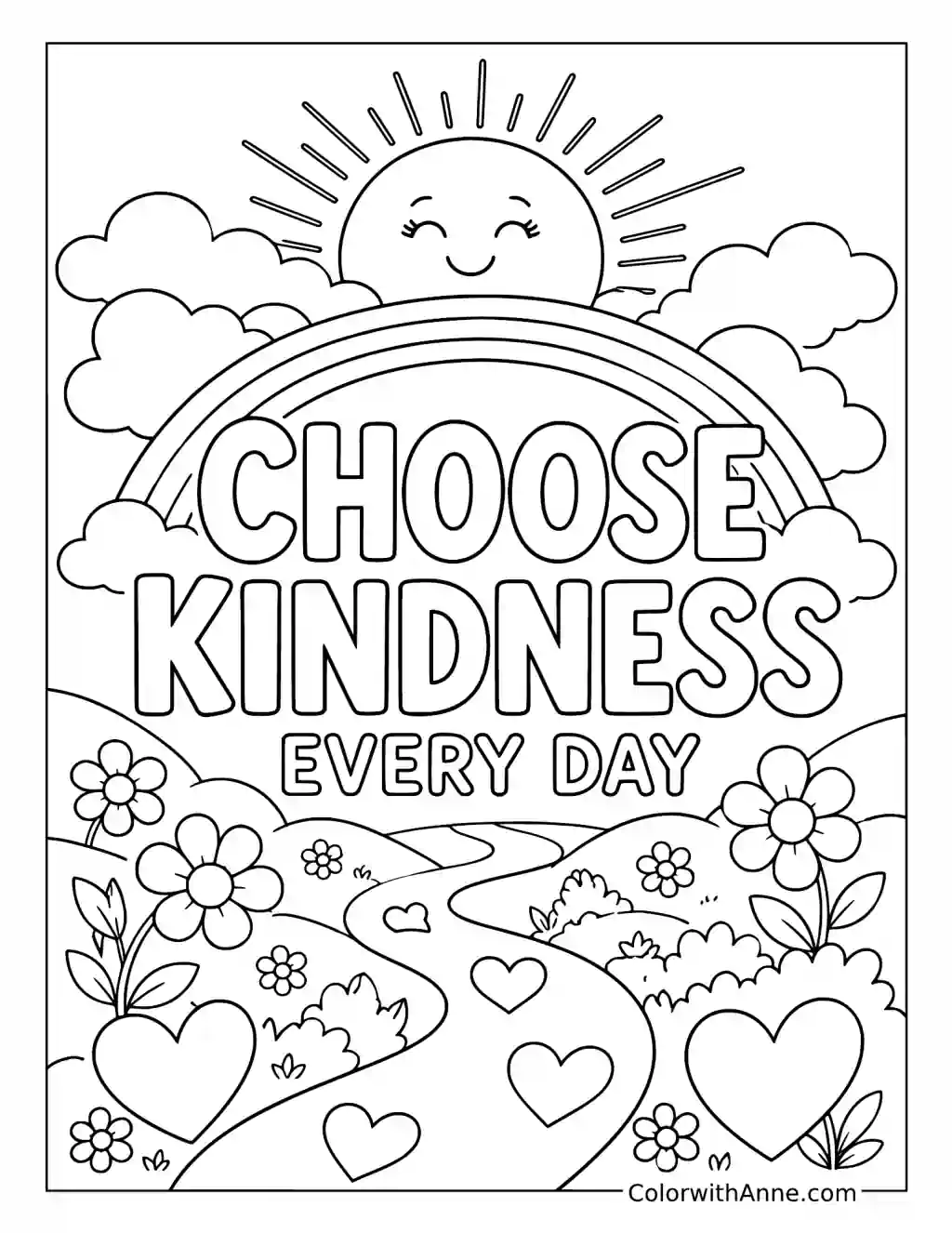 Choose Kindness Every Day coloring page