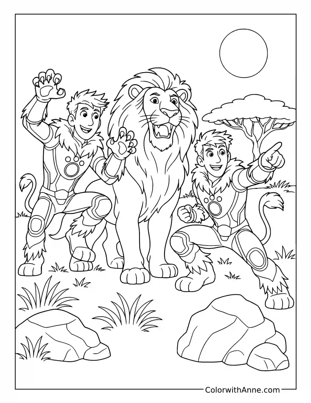 Chris and Martin Kratt Using Lion Powers coloring page