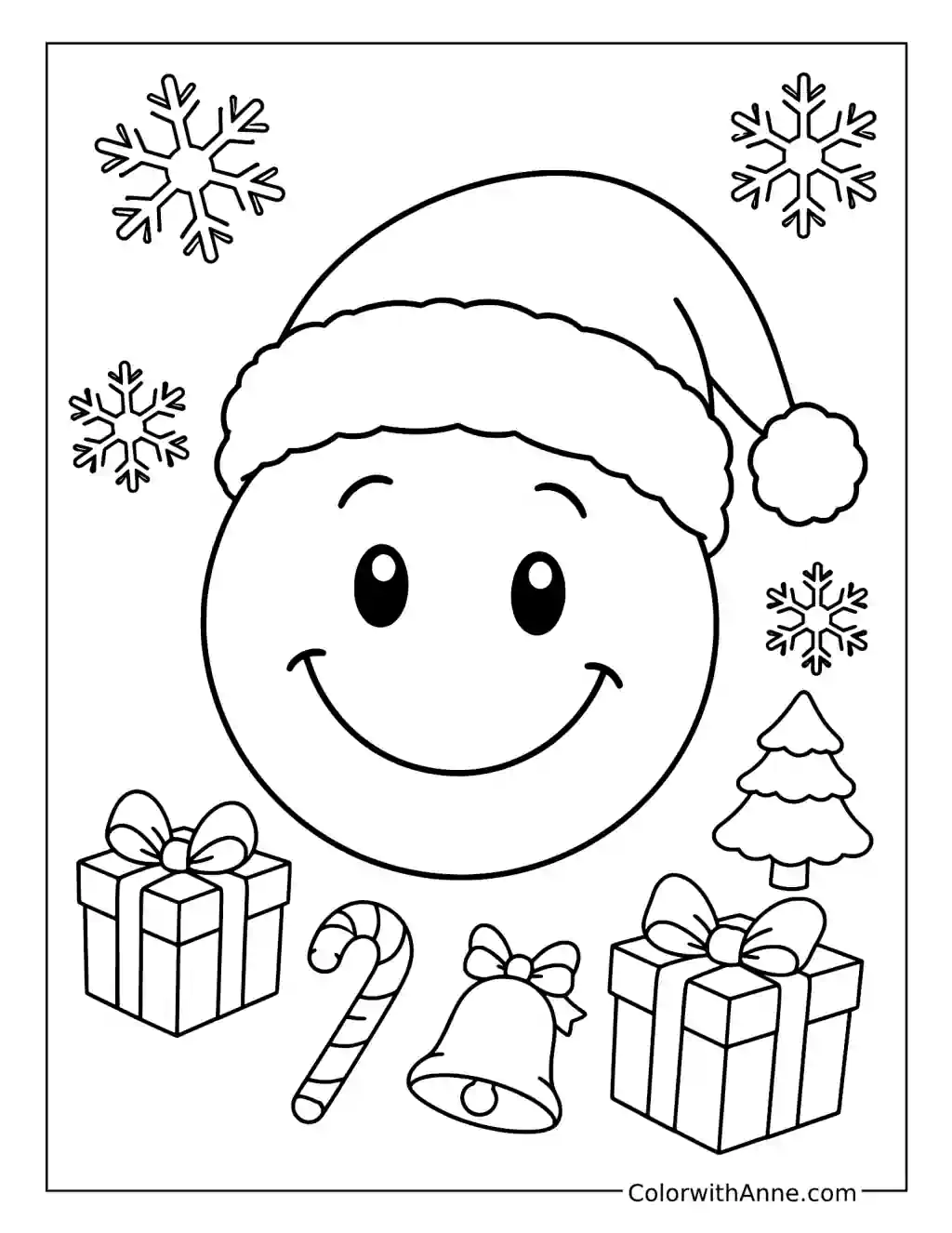 Christmas Smiley Face coloring page