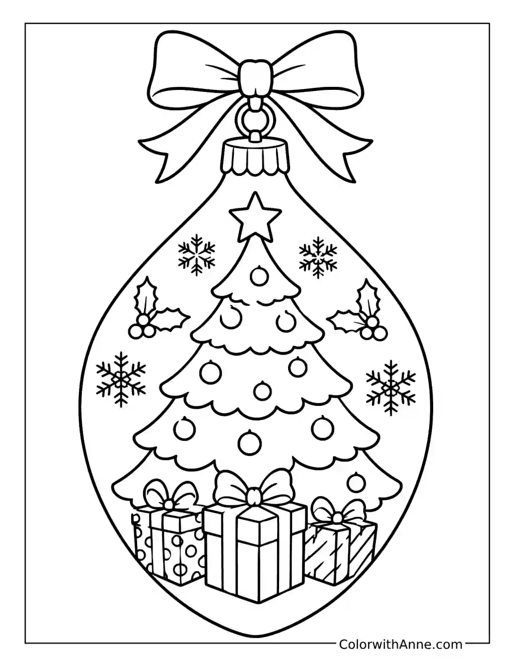 Christmas Tree Ornament Scene coloring page