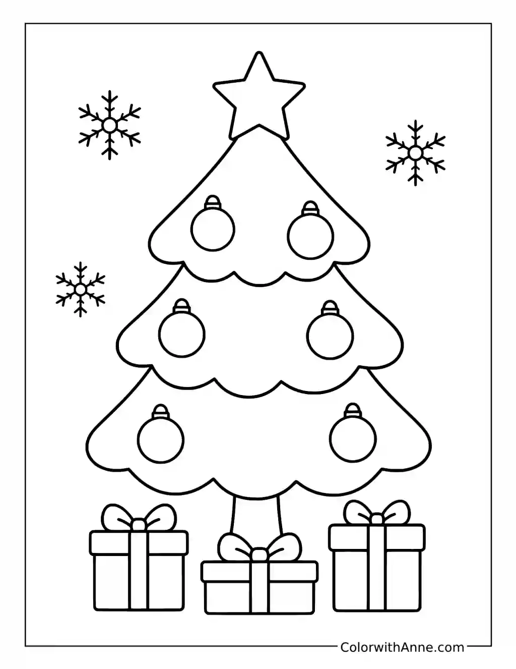 Christmas Tree with Presents coloring page
