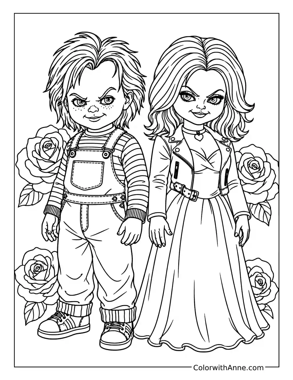 Chucky and Tiffany Rose coloring page