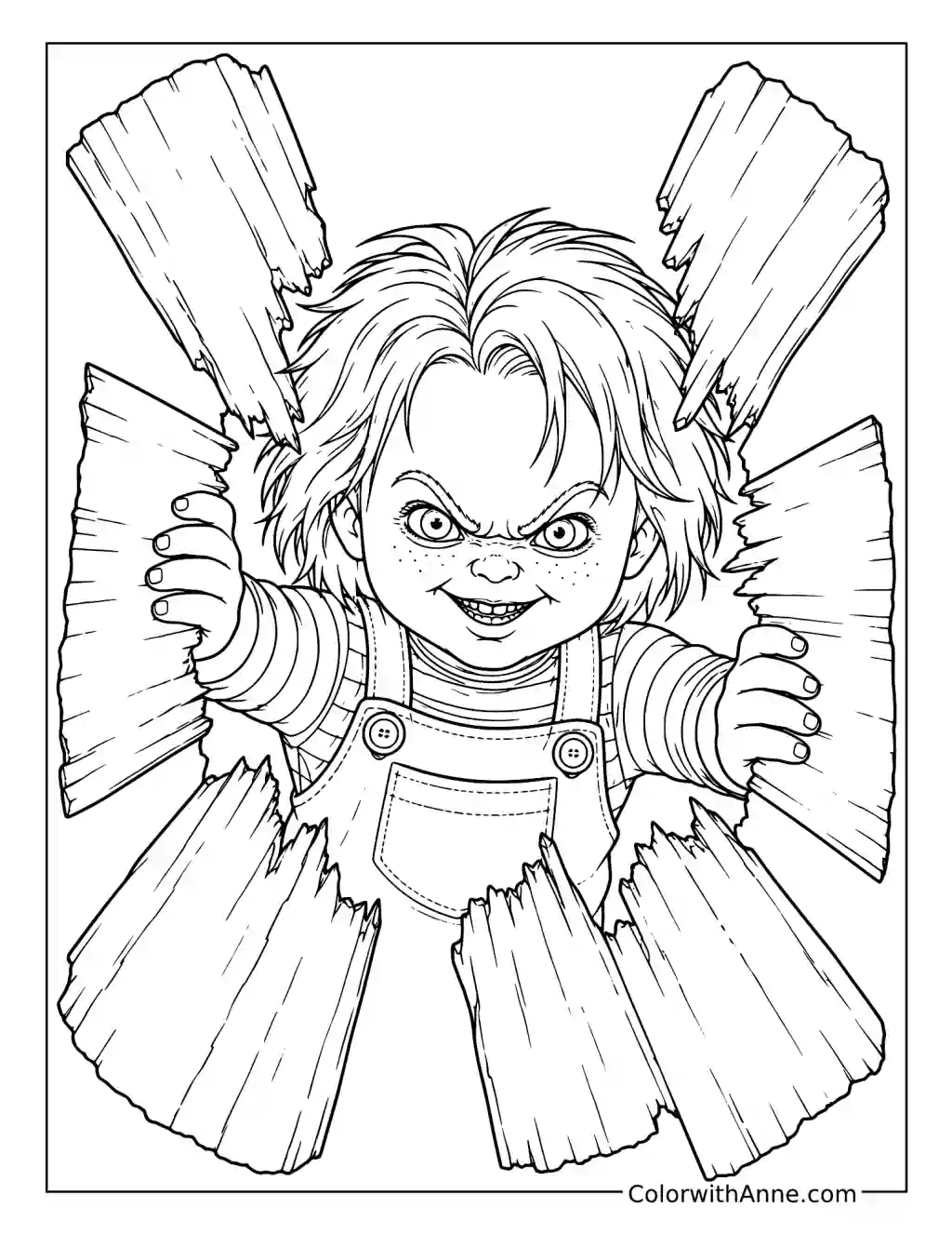 Chucky Breaks Through the Door coloring page