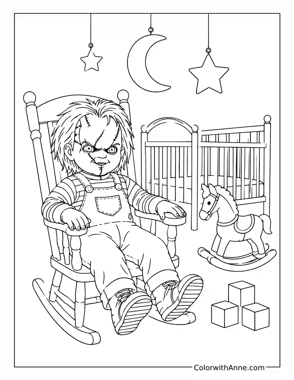 Chucky in a White Nursery coloring page
