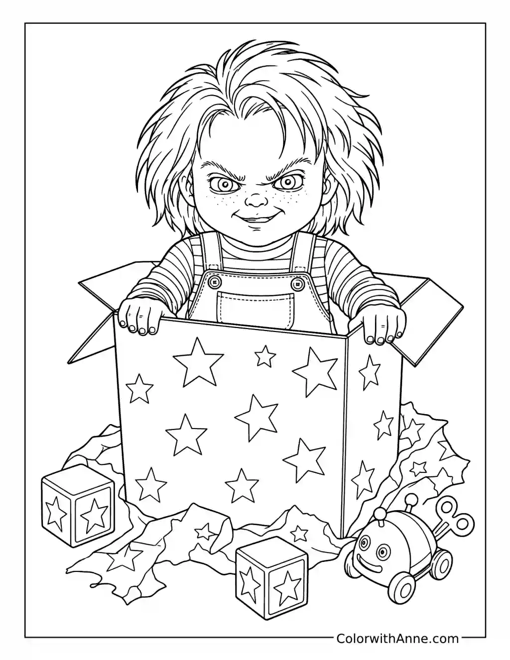 Chucky Pops from a Starry Toy Box coloring page