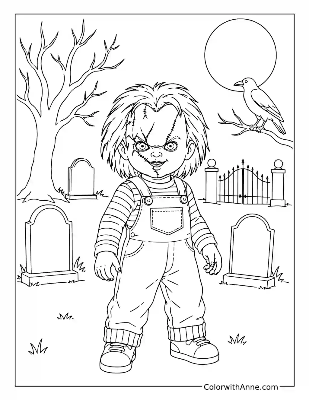 Chucky’s Spooky Graveyard coloring page