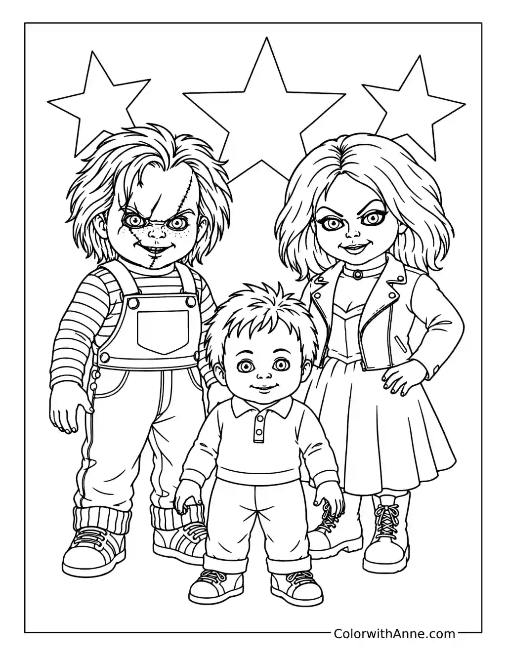 Chucky, Tiffany, and Glen coloring page