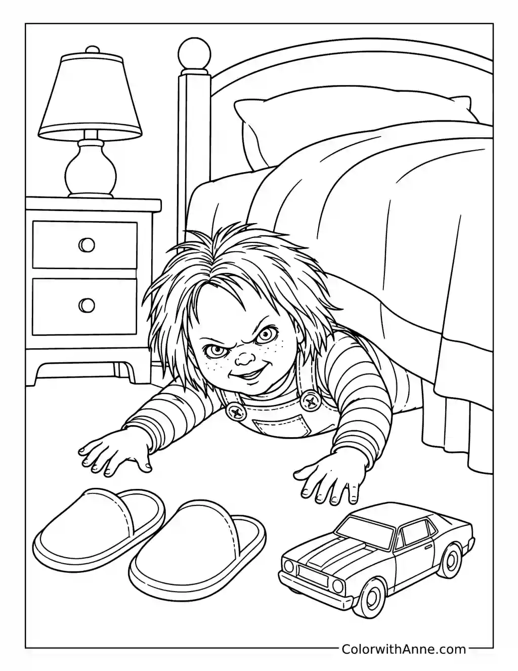 Chucky Under the Bed coloring page