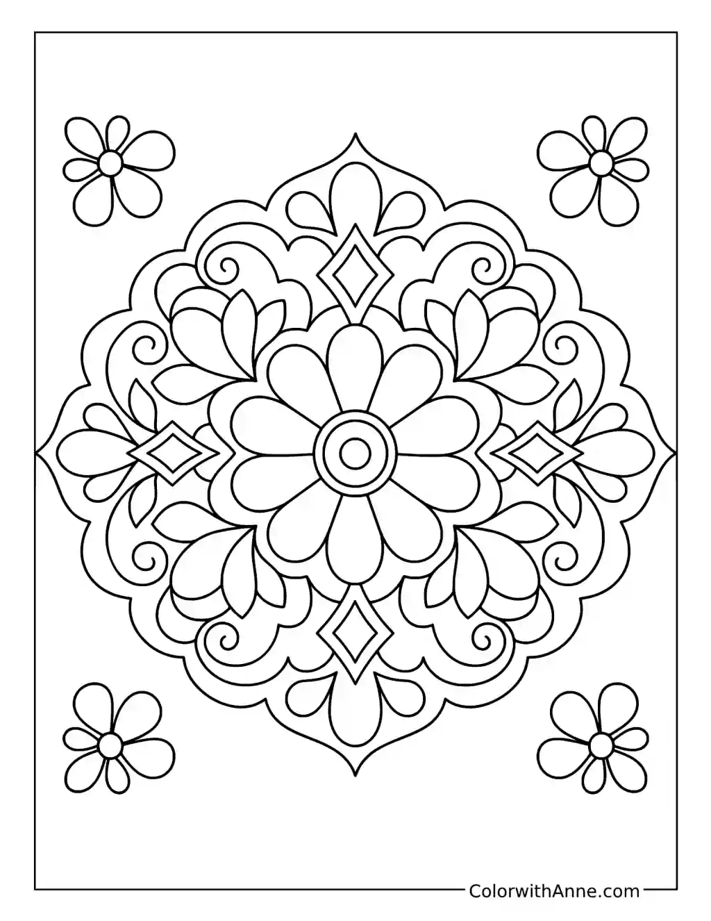 Cinco de Mayo Floral Tile Medallion coloring page