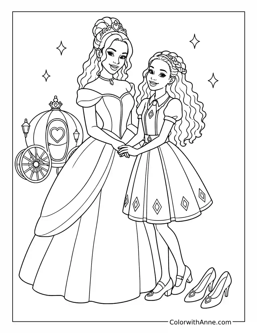 Cinderella and Chloe coloring page