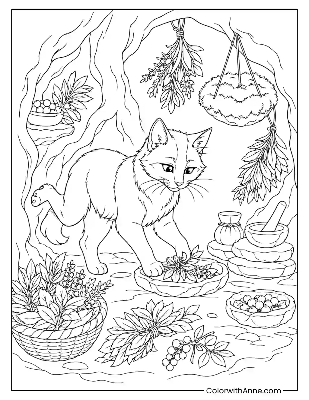 Cinderpelt in the Medicine Den coloring page