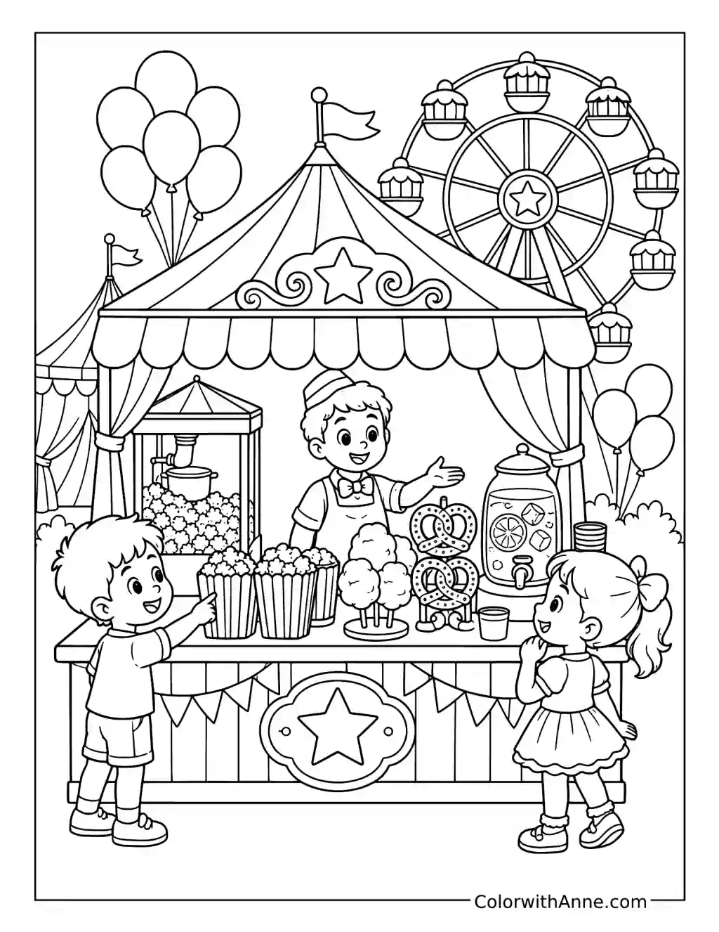 Circus Carnival Food Stand coloring page