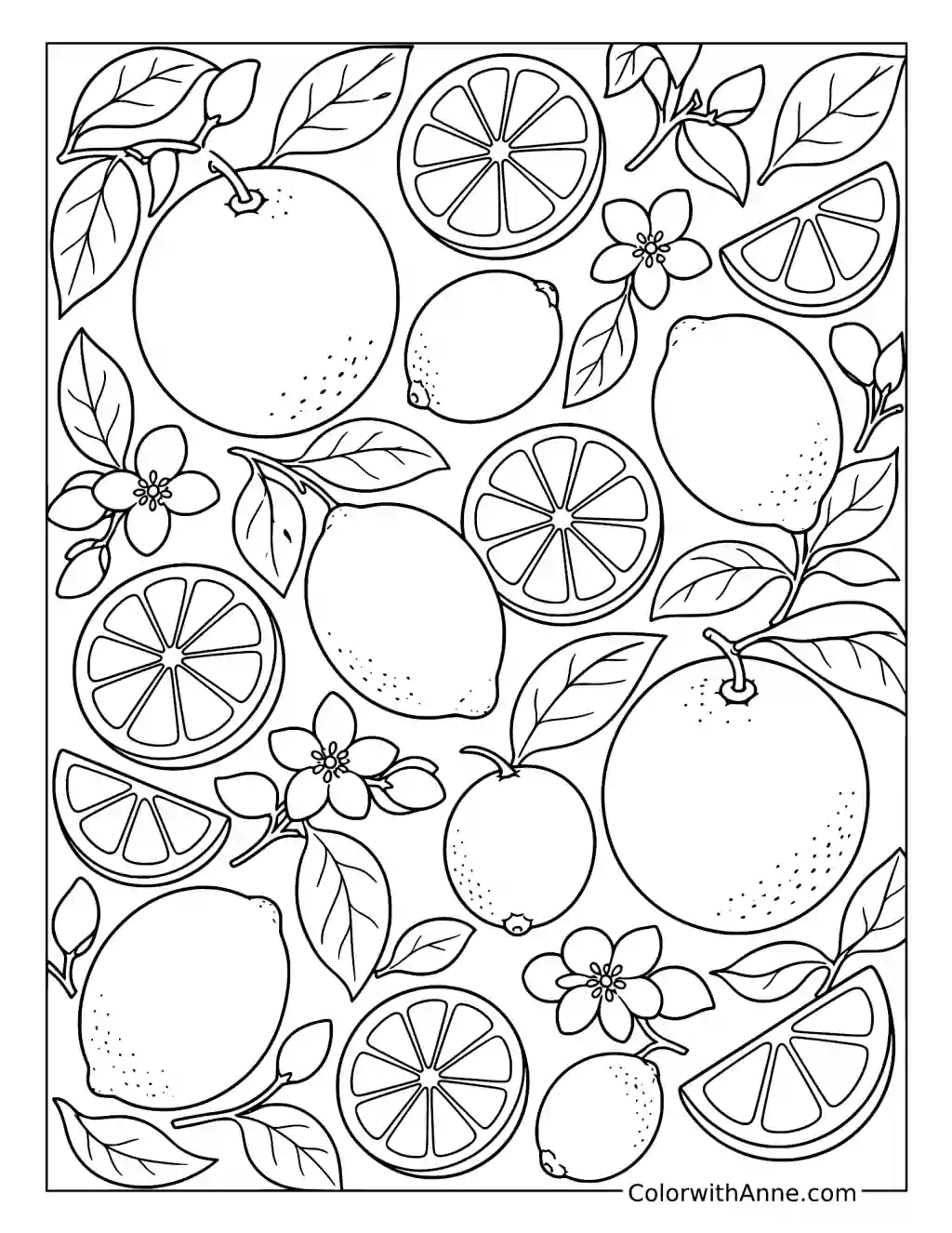 Citrus Fruit Pattern coloring page