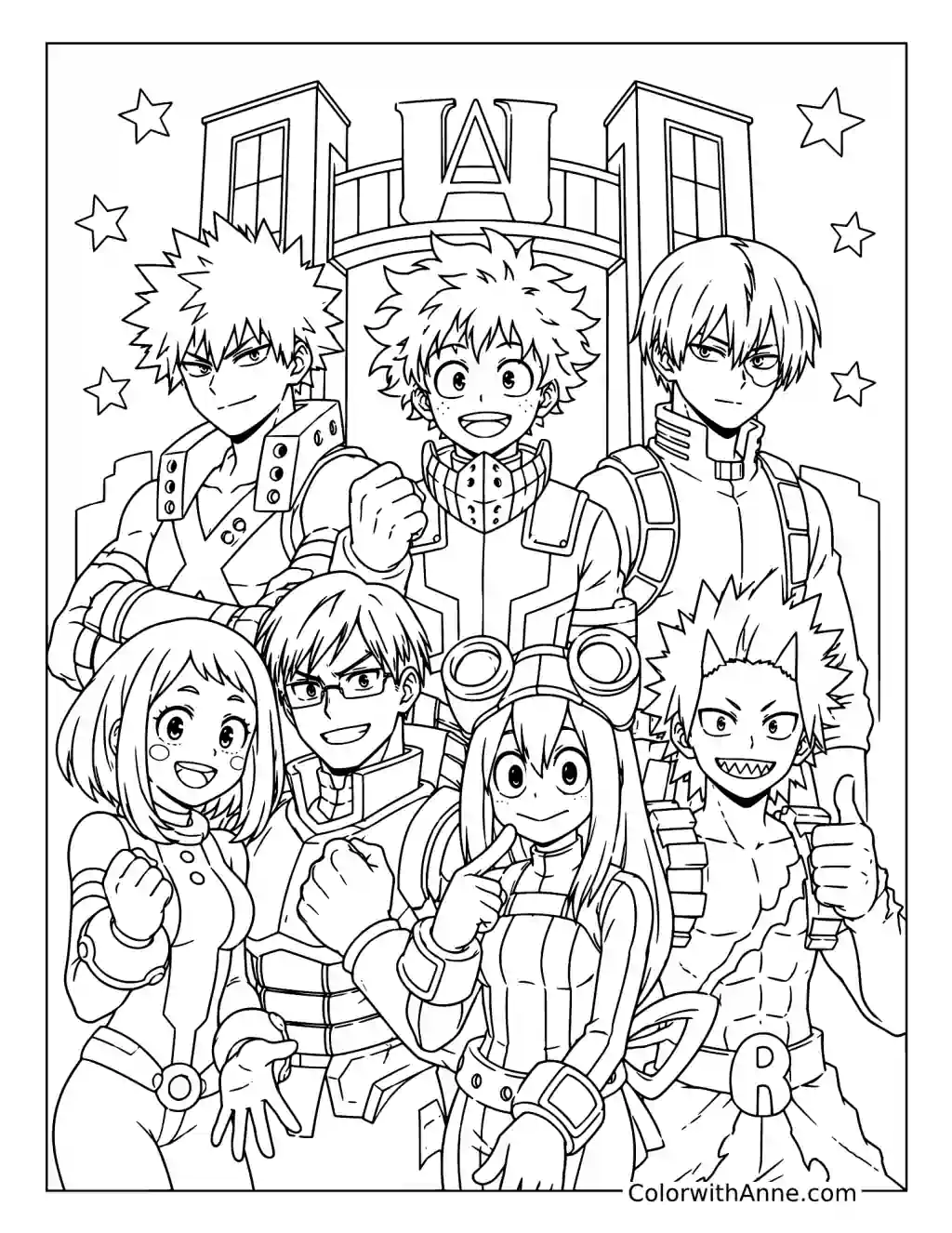 Class 1-A Friends at U.A. coloring page