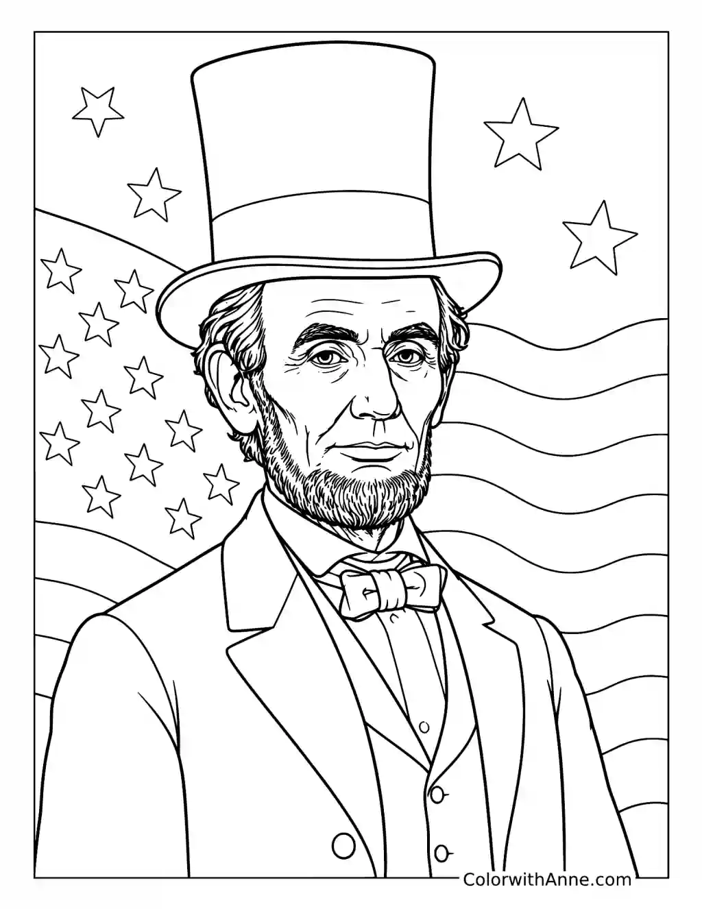 Classic Abraham Lincoln Portrait coloring page
