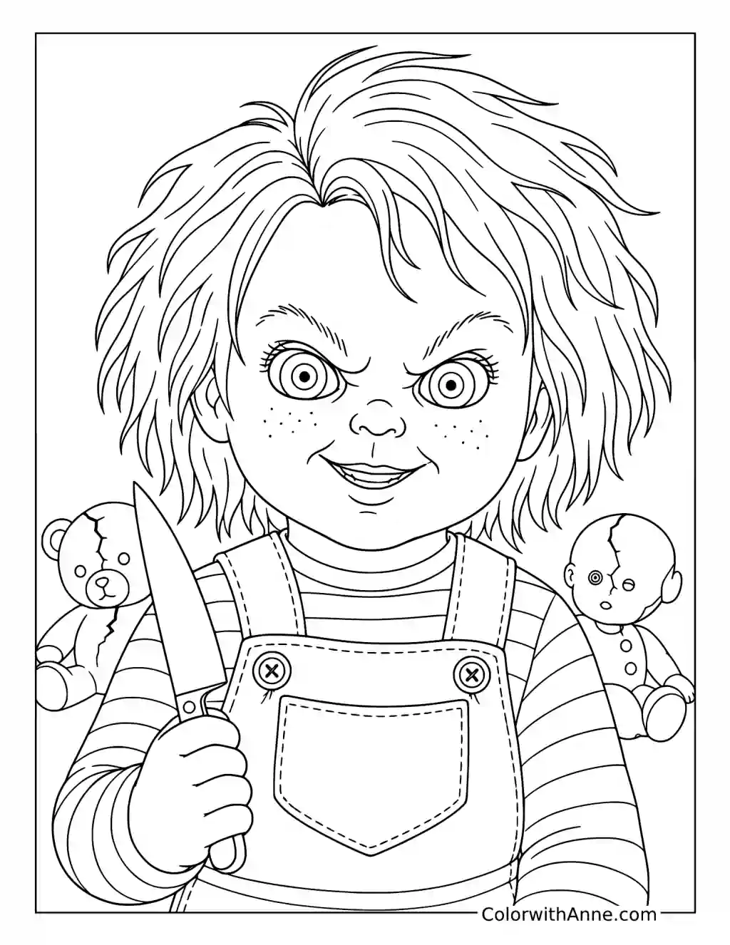Classic Chucky Portrait coloring page
