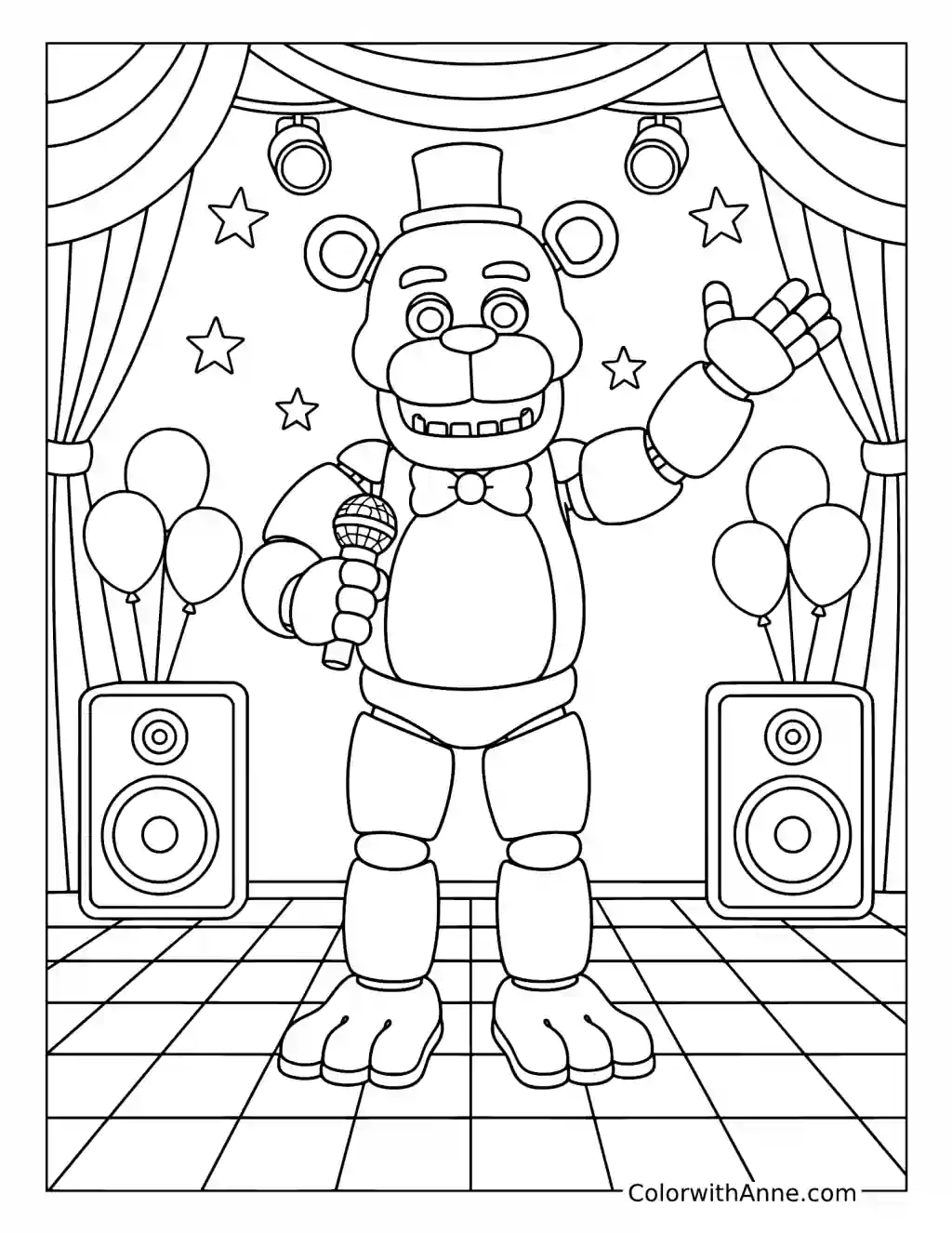 Classic Freddy Fazbear on Stage coloring page