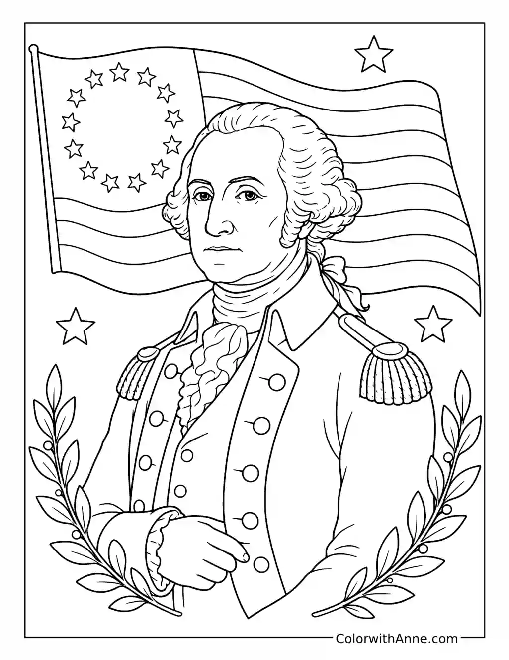 Classic George Washington Portrait coloring page