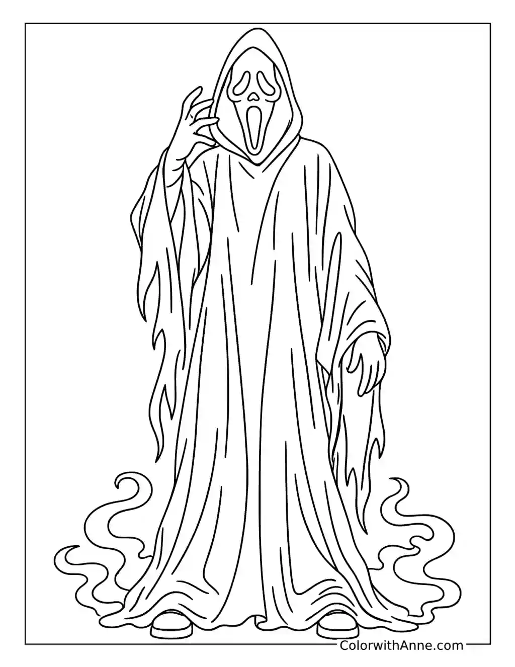 Classic Ghostface Full-Body Portrait coloring page