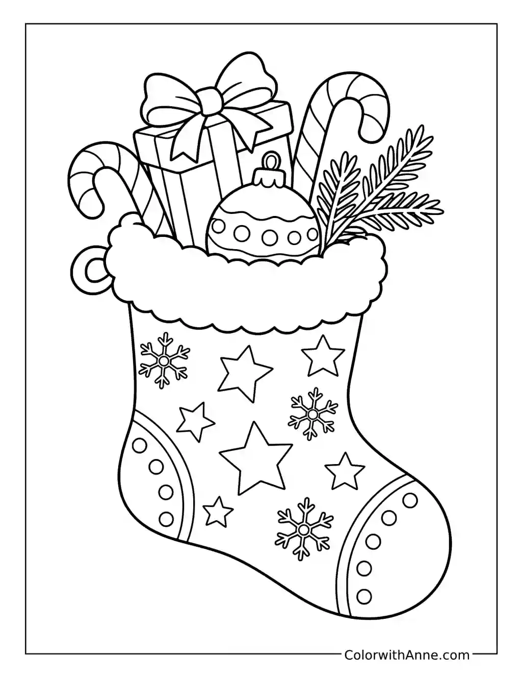 Classic Gift-Filled Christmas Stocking coloring page