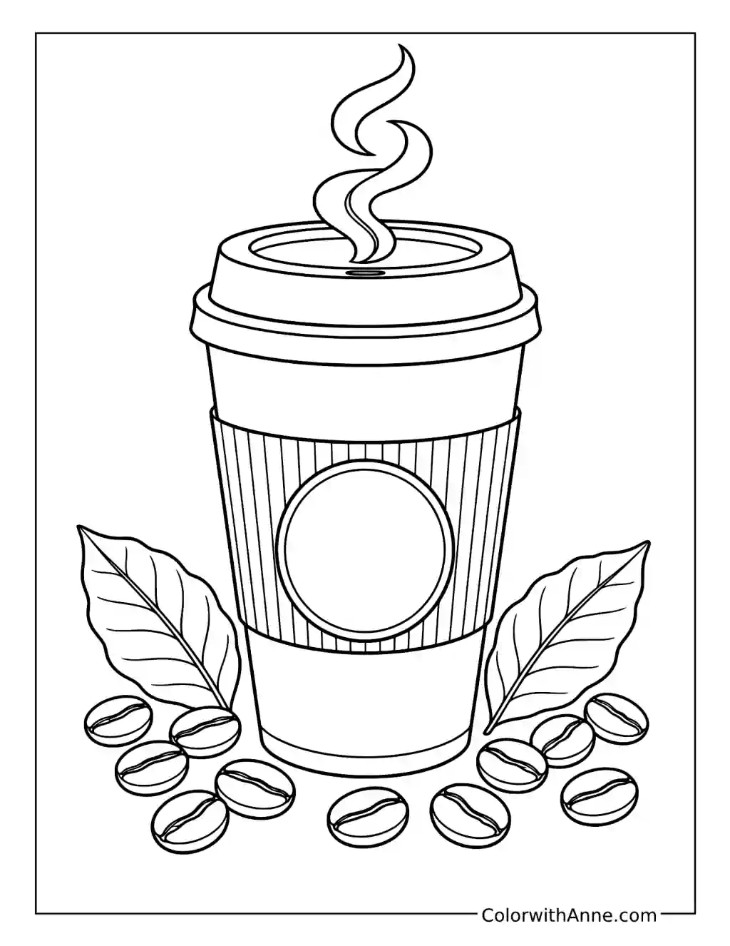 Classic Hot Coffee Cup coloring page