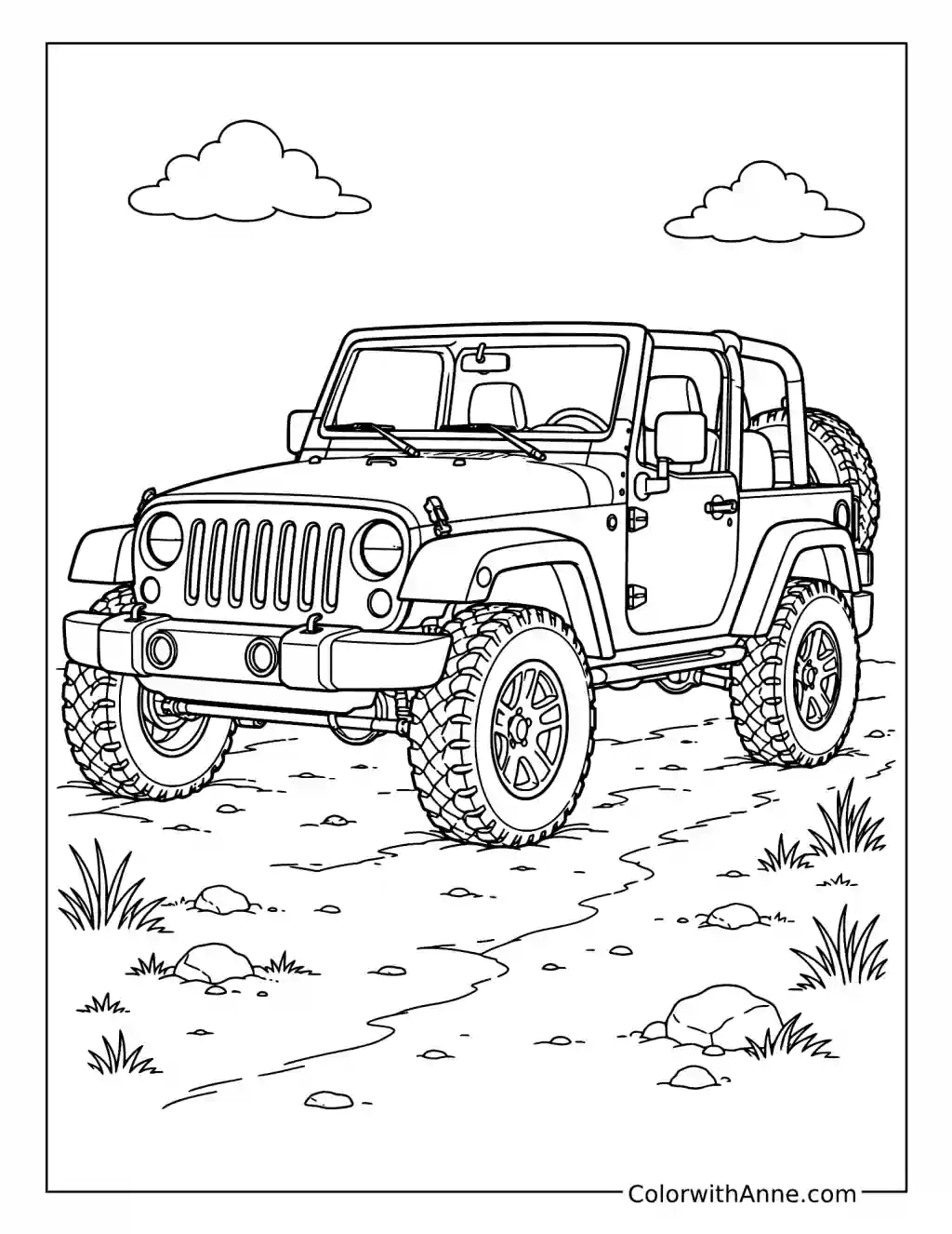 Classic Jeep Wrangler coloring page