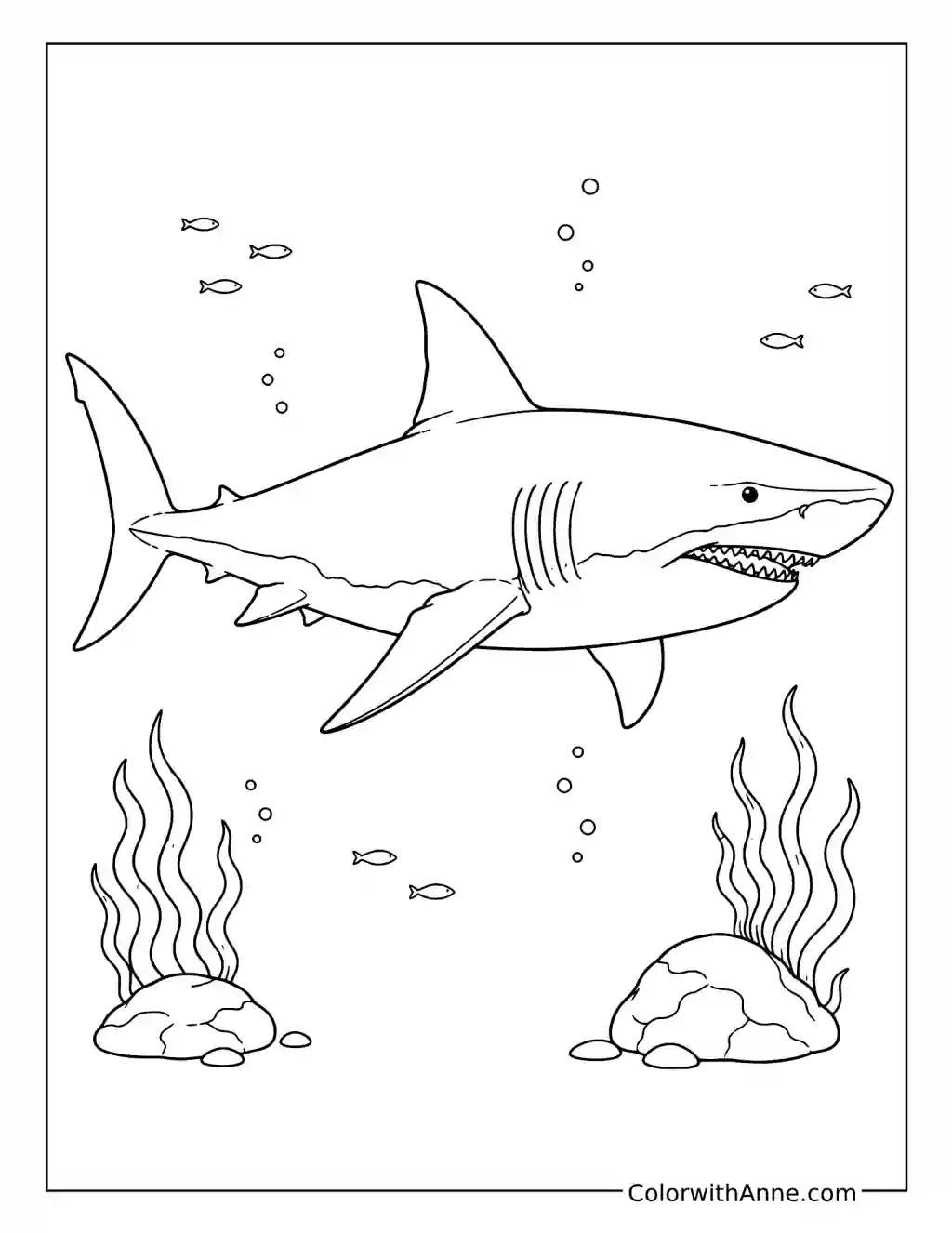Classic Megalodon Swimming coloring page