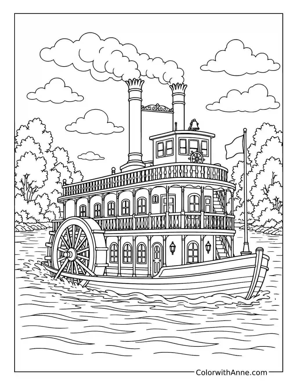 Classic Paddle Steamer coloring page