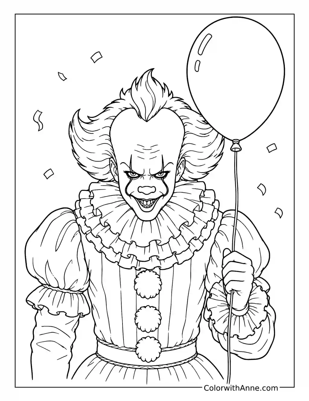 Classic Pennywise Balloon Portrait coloring page