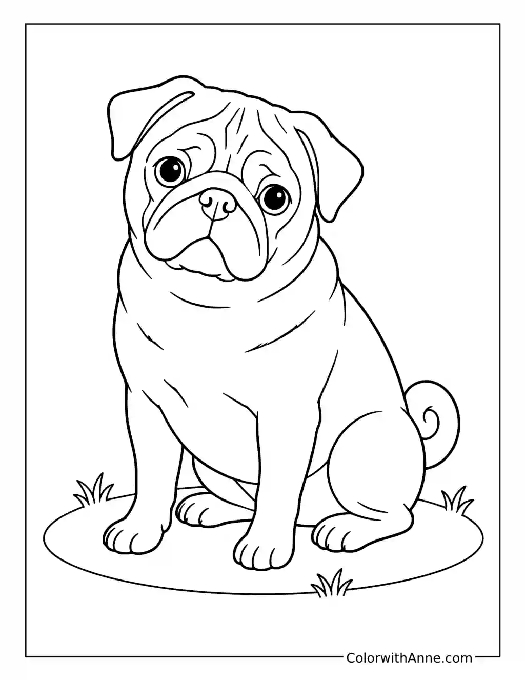 Classic Sitting Pug coloring page