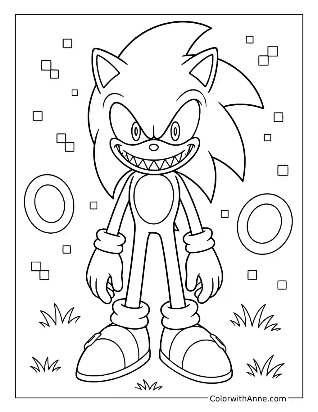 Classic Sonic.EXE with Rings coloring page