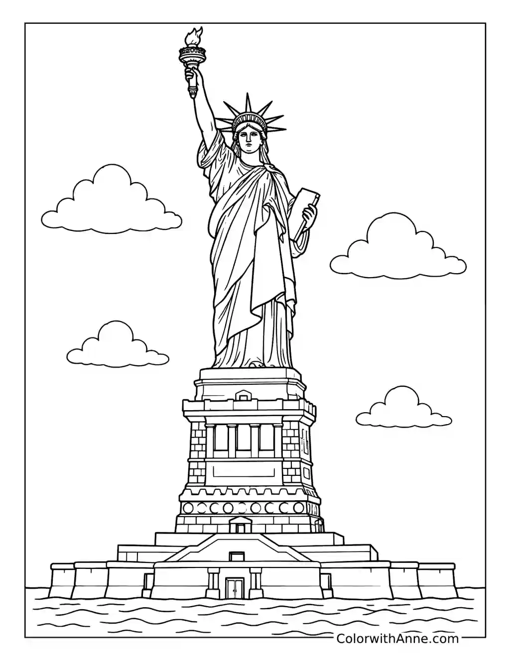 Classic Statue of Liberty coloring page