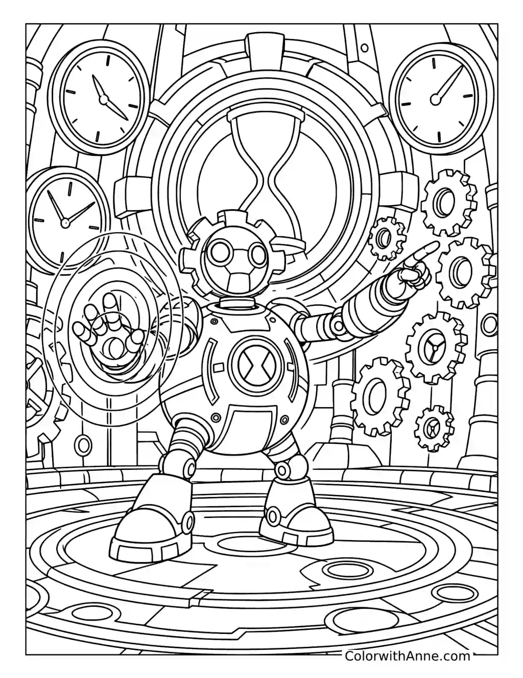 Clockwork in the Time Chamber coloring page