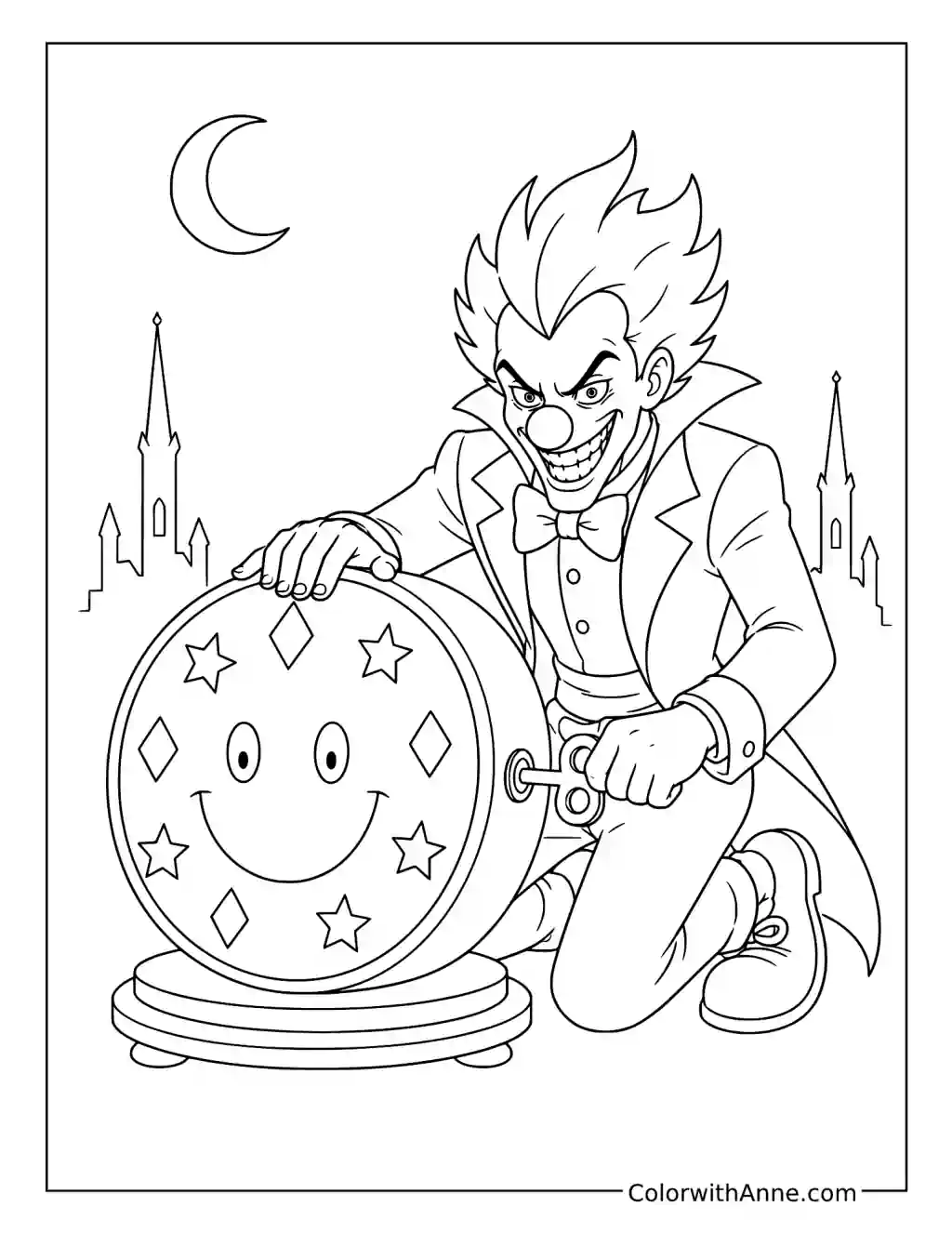 Clockwork Joker and Smiling Stage Prop coloring page