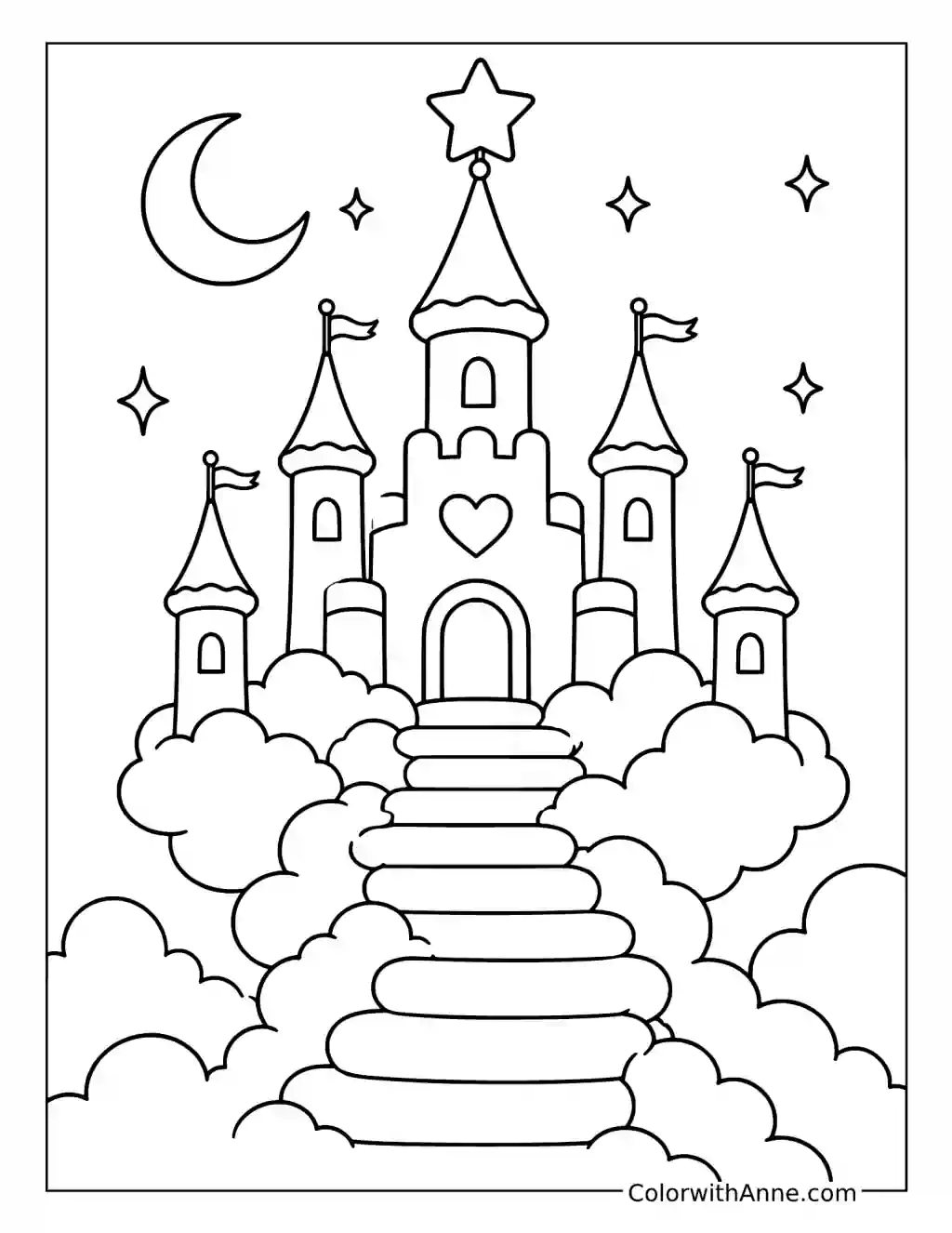Cloud Stairway Star Palace coloring page