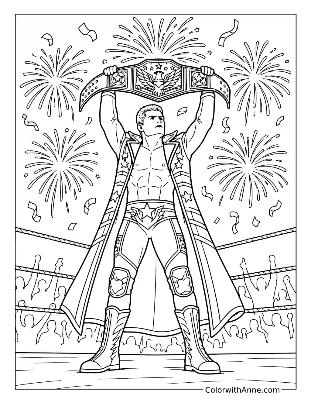 Cody Rhodes Championship Celebration coloring page