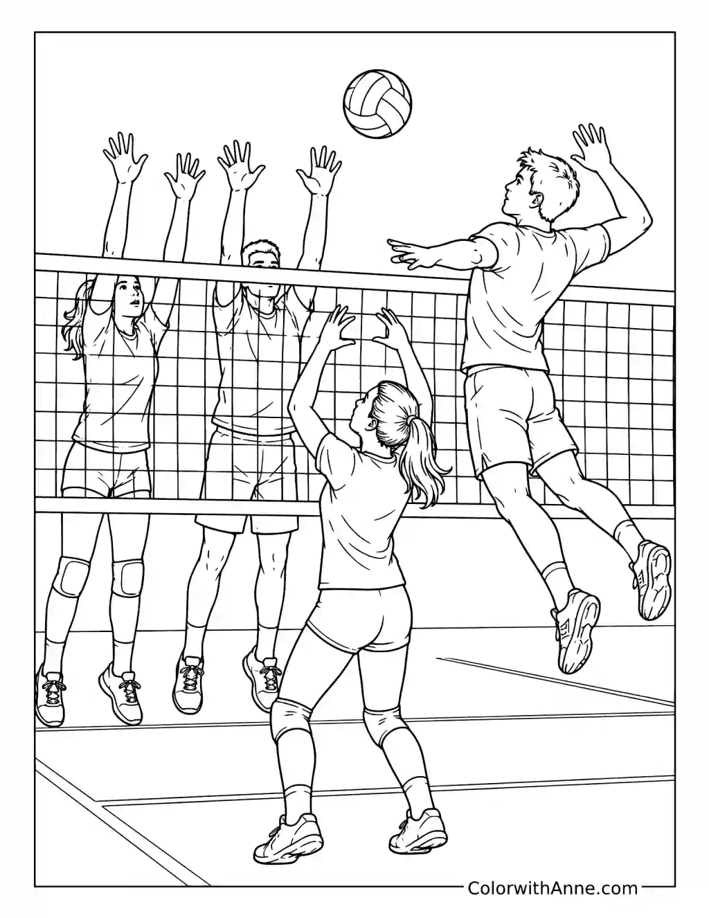 Coed Volleyball Match coloring page