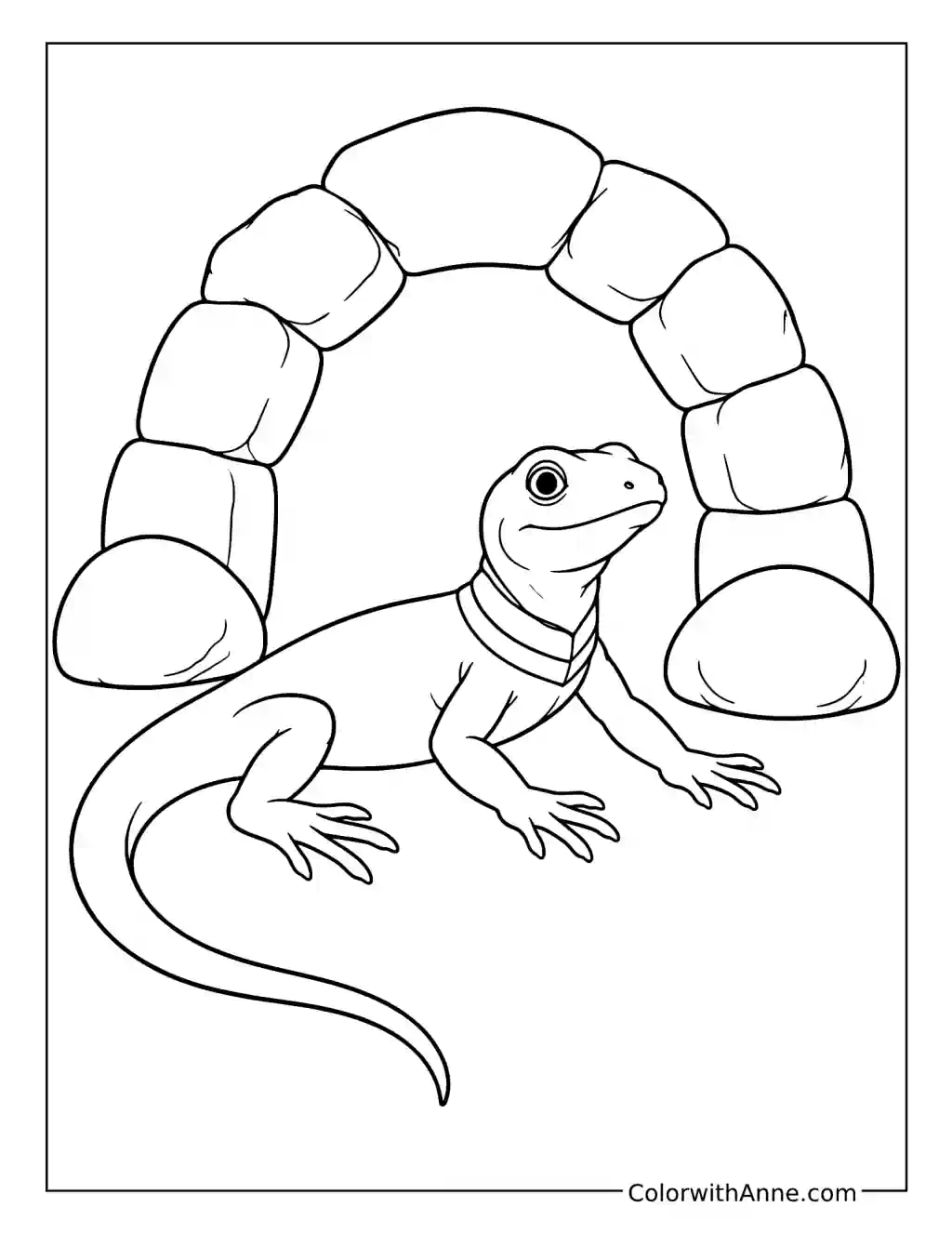 Collared Lizard Beneath a Stone Arch coloring page