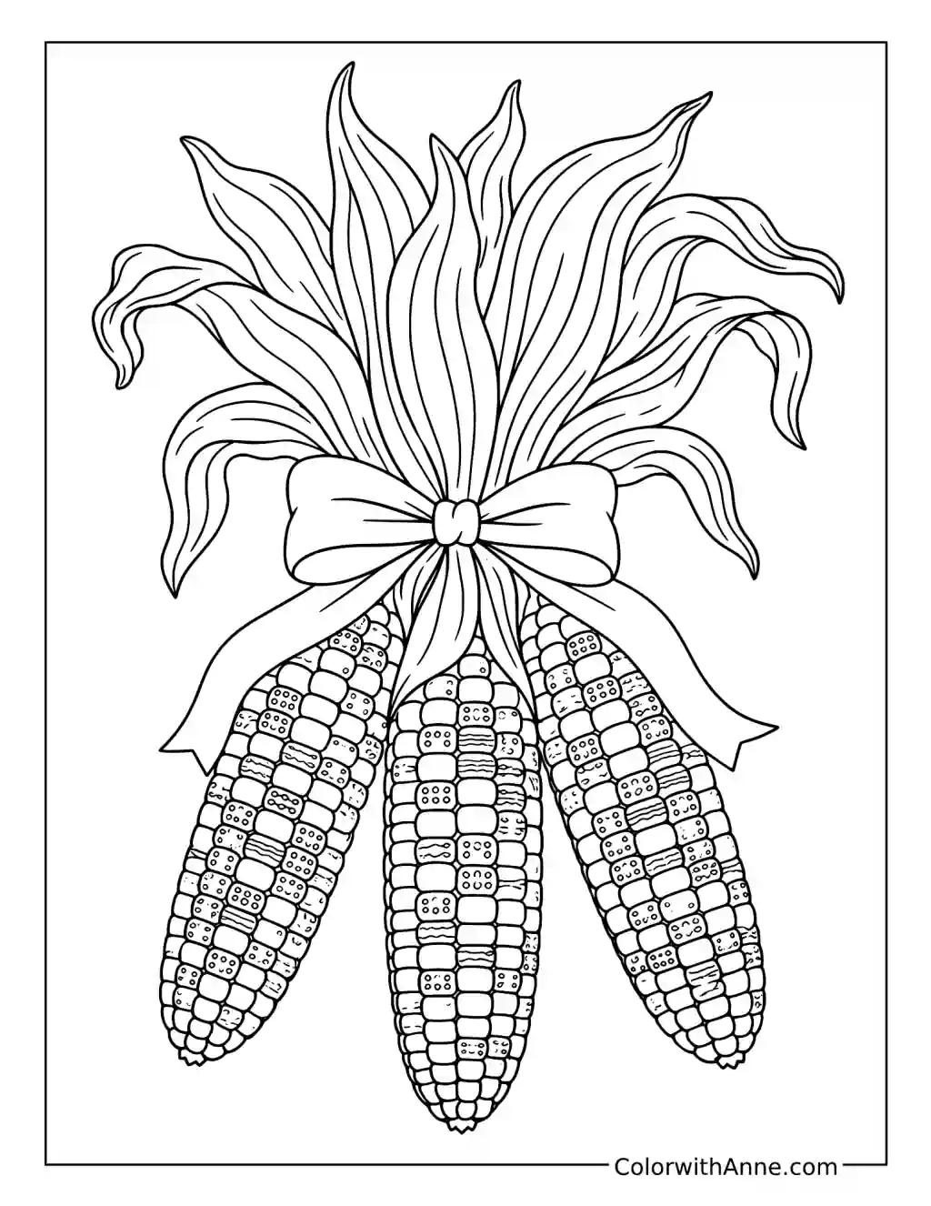 Colorful Indian Corn coloring page