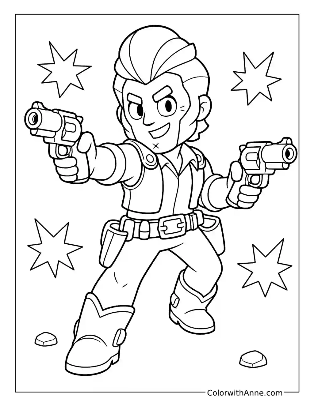 Colt Aiming His Twin Pistols coloring page