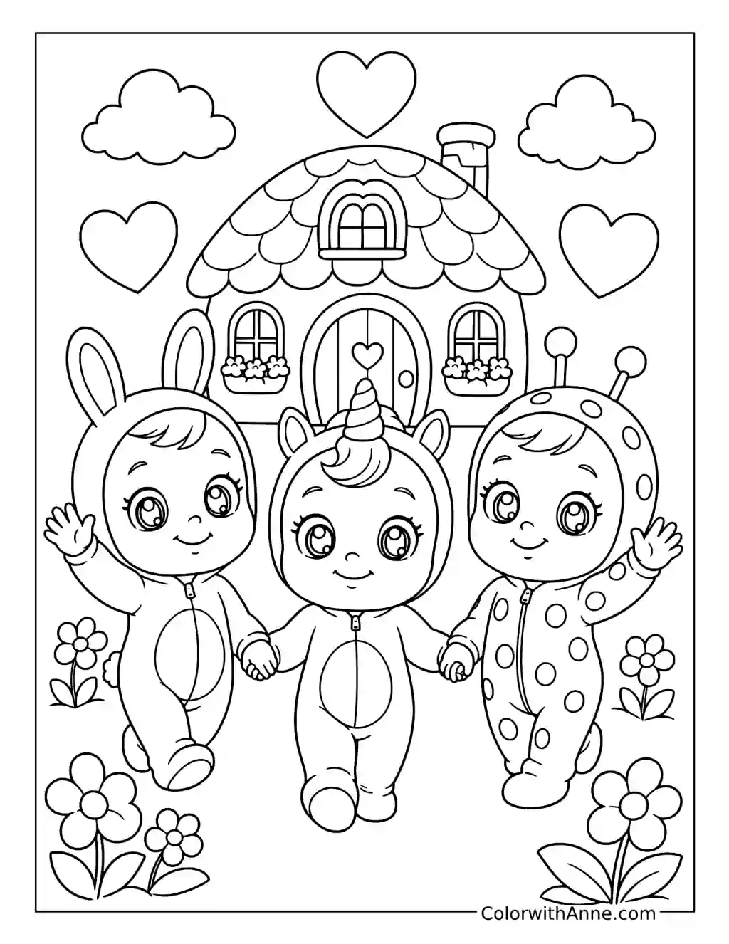 Coney Dreamy and Lady Holding Hands coloring page
