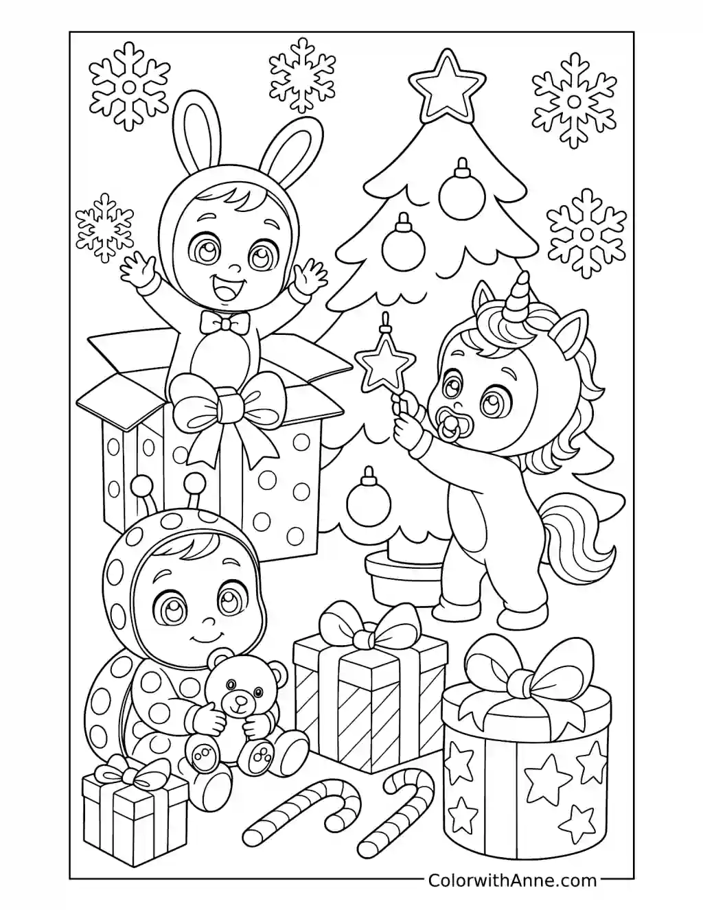 Coney Dreamy and Lady Opening Christmas Gifts coloring page