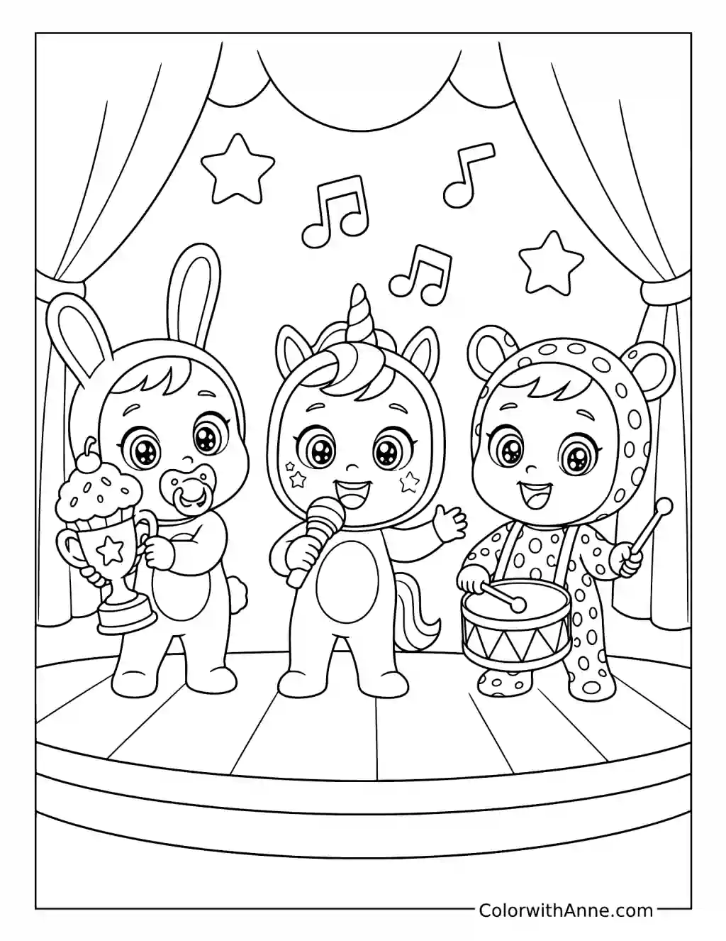Coney Dreamy and Lea Performing on Stage coloring page