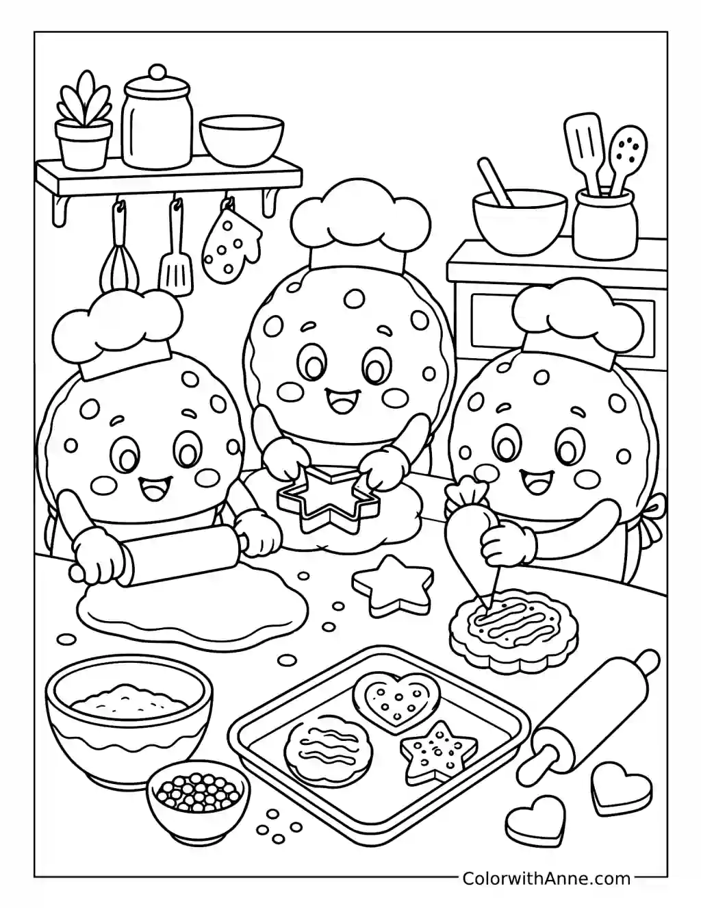 Cookie Baking Party coloring page