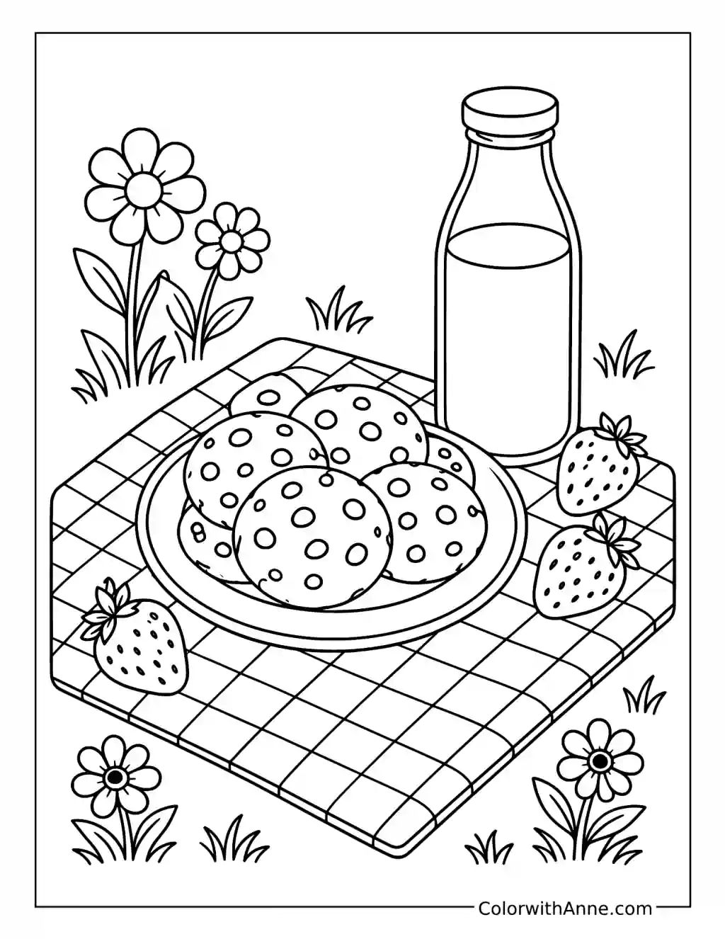 Cookie Picnic in the Garden coloring page